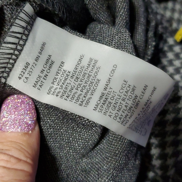 Dex nwt houndstooth black grey faux leather pull on pants charbon noir - Picture 8 of 9